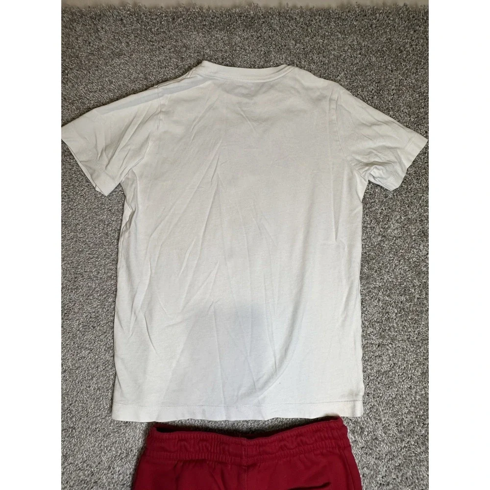 Nike Jordan Boys Youth Medium 2 Piece Outfit T-Shirt Red Jogger Pants EUC